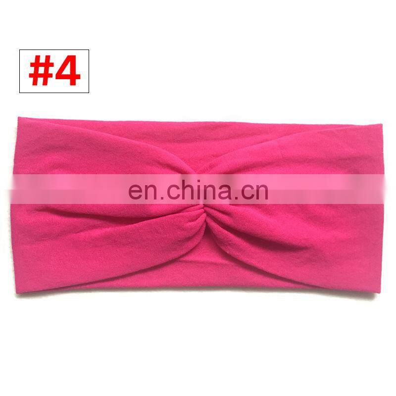 Girl Solid Nylon headband Kids concise handmade headwear 10colors