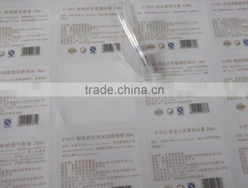 Customized size and design roll self-adhesive PVC label