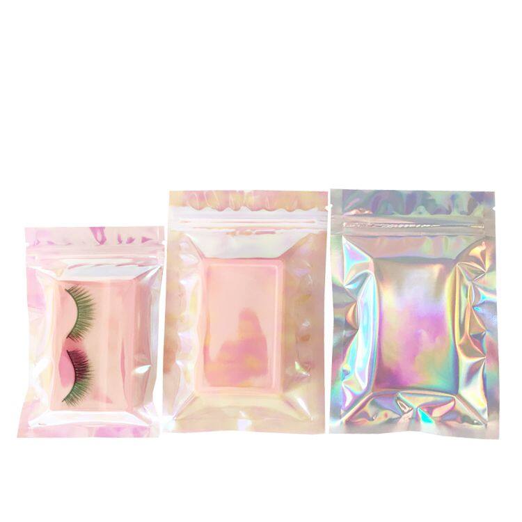 custom print resealable laminated multiple layer plastic brush holographic packaging bags