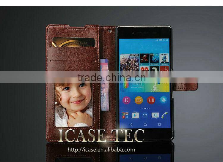 PU Leather Magnetic flip case skin cover For Sony Xperia Z4