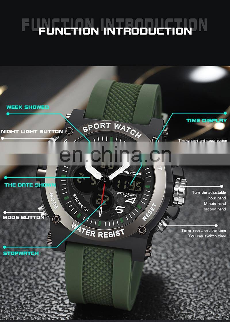 SANDA 3107 Top Brand Sports Men Watches Digital Male Clock Waterproof Digital Hand Watch