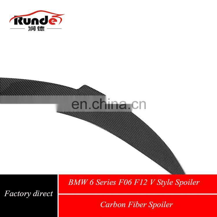 Runde Auto Parts High Quality V Style Carbon Fiber Rear Spoiler Wing for 2011-2020 BMW 6 Series F06 F12 Spoiler