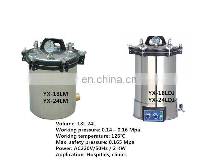 Stainless steel vertical pressure autoclave steam sterilizer with self-inflating type seal