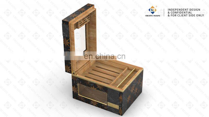 Creativepacking Spanish Cedar Lining Wooden Cigars Humidor Collect Glass Lid Smoking Cigar Box
