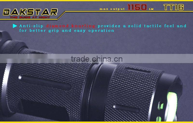 DAKSTAR TT16 LED 1150LM XML T6 18650 Superbright Police Rechargeable Emergency Aluminum Tactical Torch