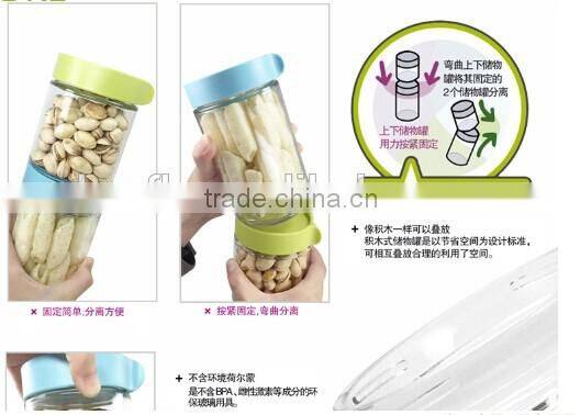 Stackable storage cans made of glass and silicone