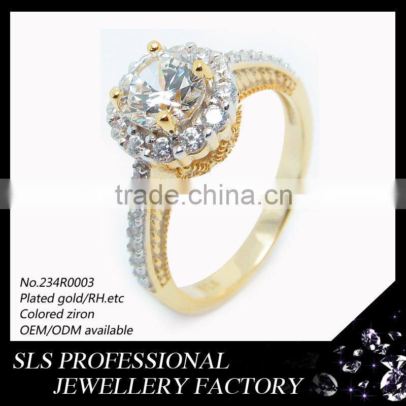 925 sterling silver jewelry factory wholesale zircon ring costome jewelry gold plated jewelry ring