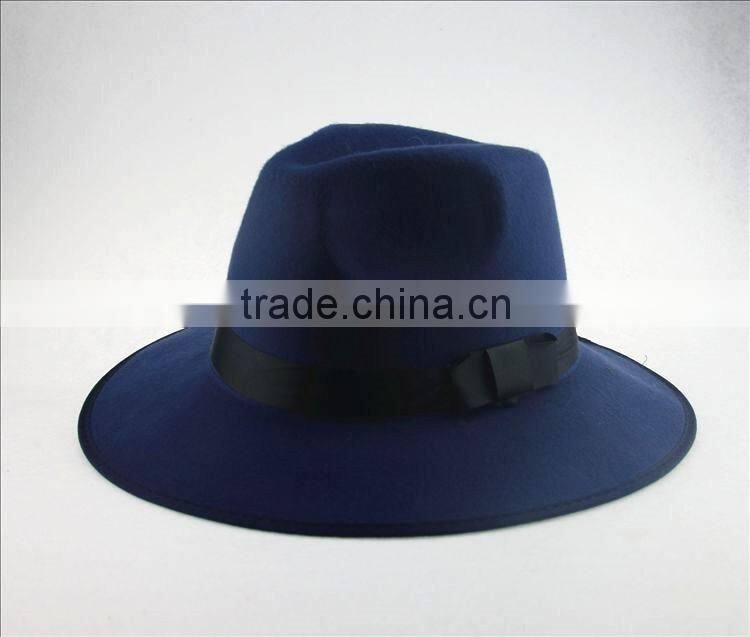 Large Brim Ribbon Fixed Man Women Stage Performance Fedora Jaz Hat