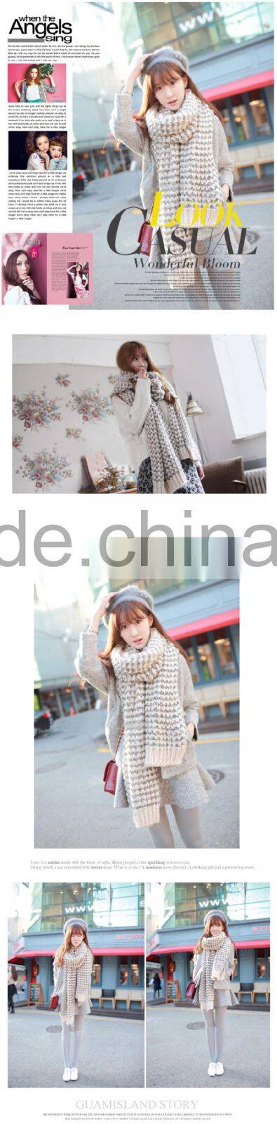 Fashion Newest Two Colors Mohair Knitted Unisex Women Man Winter Scarf