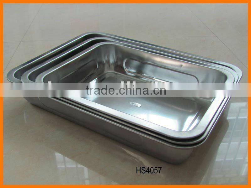 HS4057 7cm Height Strengthen Wall SS Square Tray & Serving Tray & Baking Tray