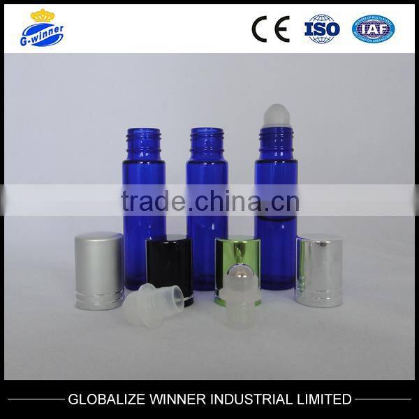 5ml,6ml,7ml,8ml,10ml green roll on bottle with color aluminum cap