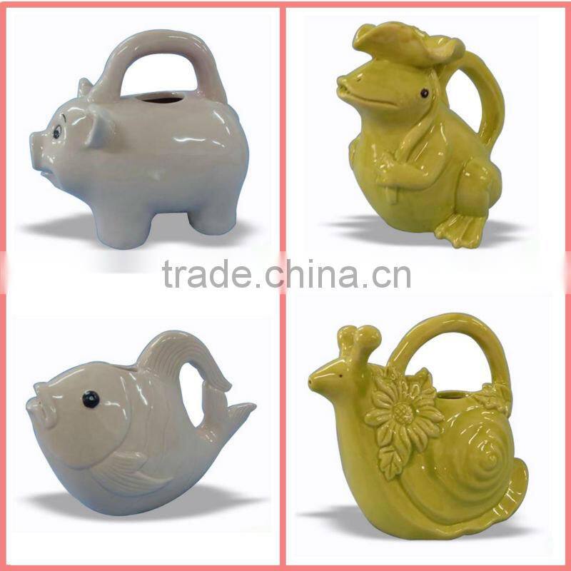 Mini yellow ceramic flower pot painting designs