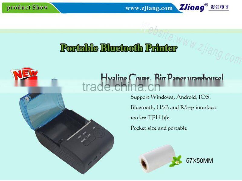 Document use USB+RS232/Bluetooth portable mobile printer