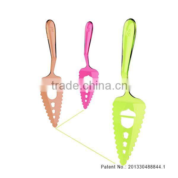 Transparent colourful plastic cake server