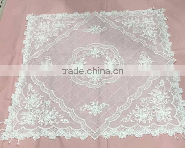 White net mesh fabric handmade beaded Tablecloth