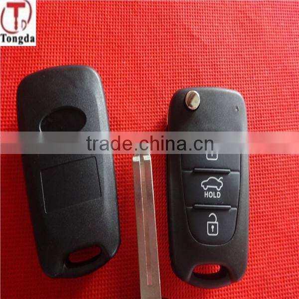 Tongda hot sale 4 button flip key fob key blank /key shell for Hyundai K3 Elantra Forte