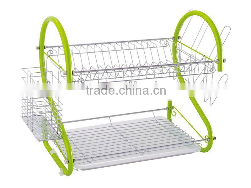 Anti-rust Two Tier Metal Wire kitchen dish holder stand