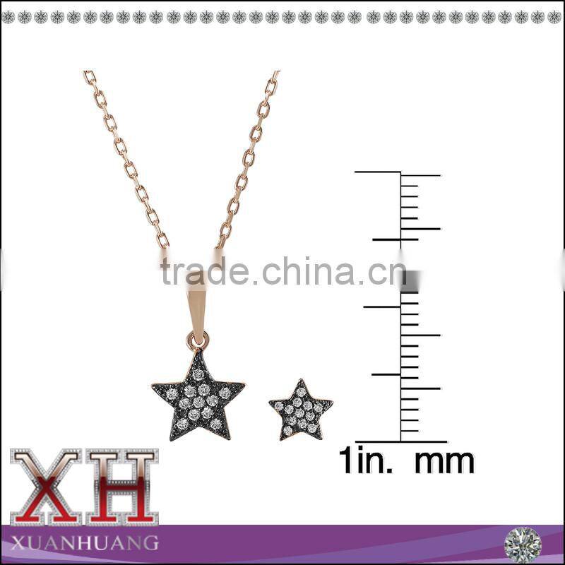 Beautiful Rose Gold Plated Star Cubic Zirconia Silver Jewelry Set