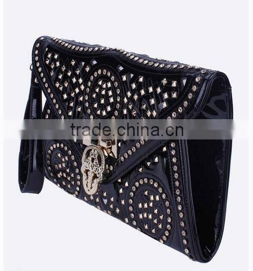 laser hollow rivet clutch bag mighty woman wallet manufacturer in guangzhou