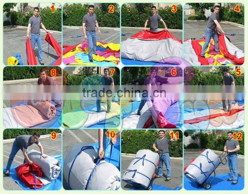 EN14960 certified commercial inflatable climbing wall, red tower theme climbing wall