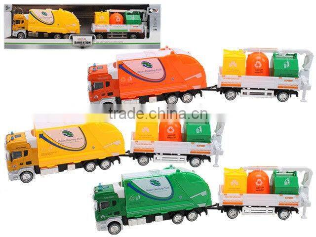 Alloy 1:50 scale model garbage truck toy for children