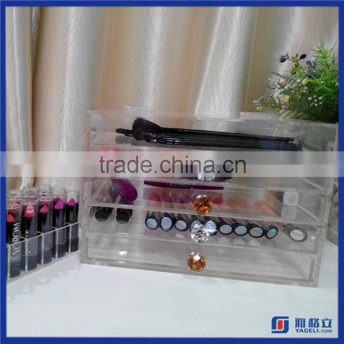 High quality customized acrylic makeup organizer with drawers / wholesale perspex plexiglass makeup display stand