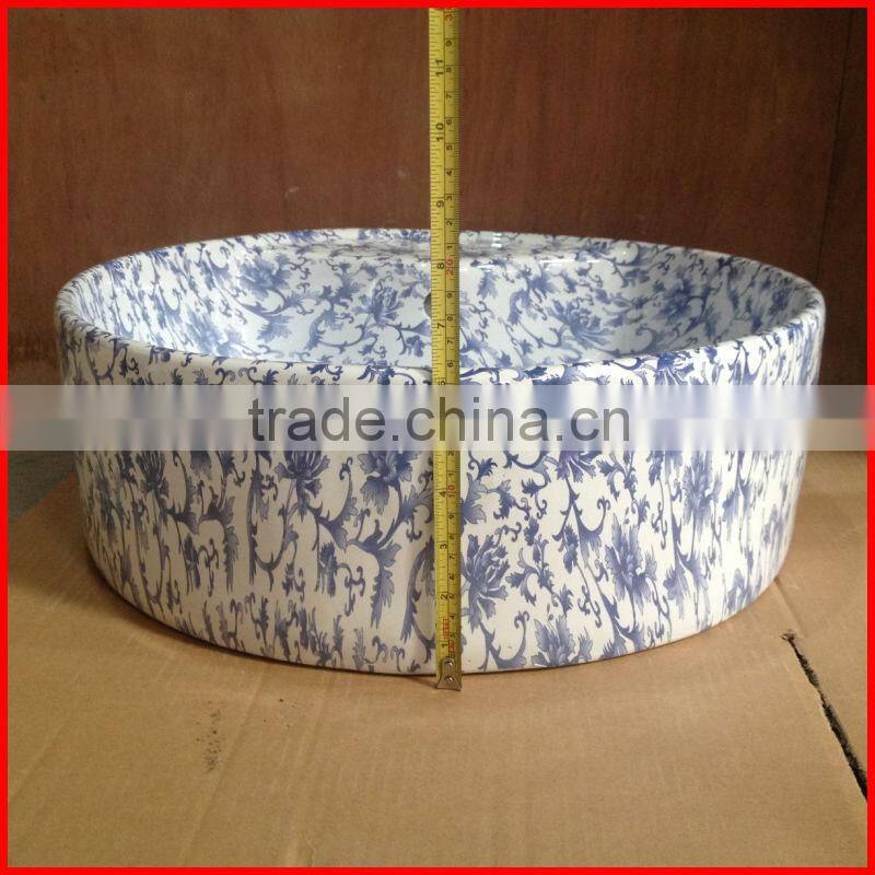 Bathrooms furniture blue and white porcelain patterned ceramic sink BO-27