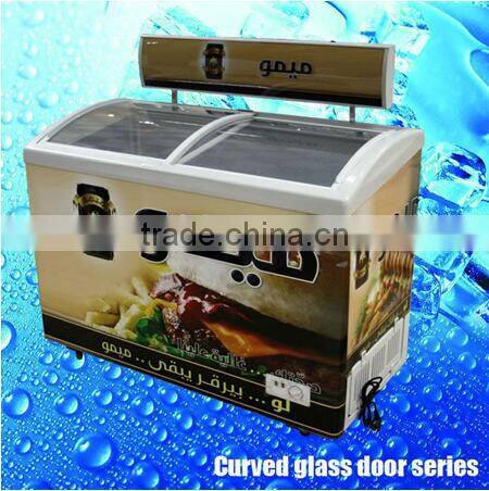 SD-358Y ice cream open top refrigerator Top glass door portable mini freezer