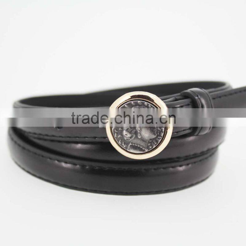 2015 NEW PU fashion girls dresses belt with Ebossed bronze buckles in yiwu