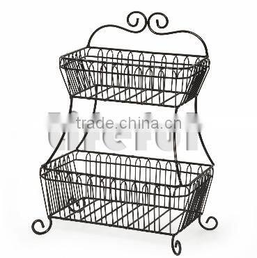 2-Tier Flat-Back Metal Basket/ metal wire