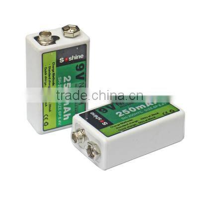 New 9V Ni-MH Rechargeable Battery 250mAh Ni-MH battery pack 9v rechargeable battery