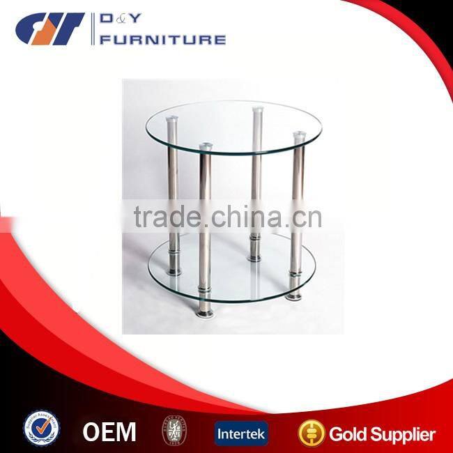 Lamp Table in Clear Glass with Wheels