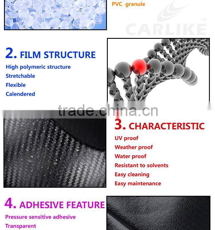 China Guang Zhou Air Free Carbon Fiber 4D Vinyl Car Film