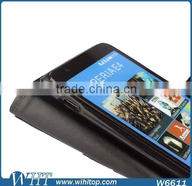 China Supplier Flip Wallet Cover Genuine Leather Phone Case for Sony Xperia E4