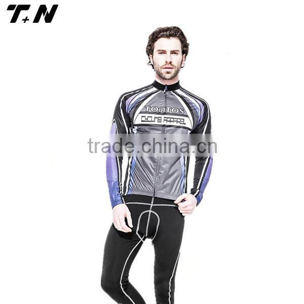Men's High-quality cycling/bike windproof jersey shirt with bib pant