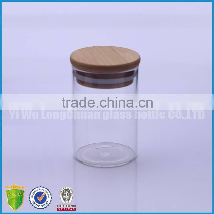 4oz Wide Mouth Clear Round Glass Storage Jars With Wooden Bamboo Cork Lid