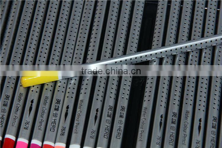 2014 new products wooden color pencil with end dip/ sliver printed color pencil /color pencil in tin box