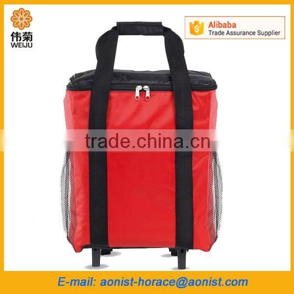 Good Quality 600D Polyester Trolley Cooler Bag With 4 Wheels
