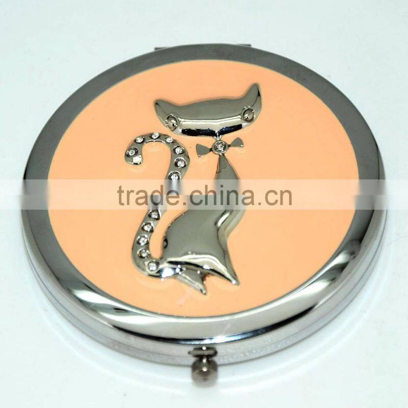 Perfect In Workmanship cut cat metal pocket mirror