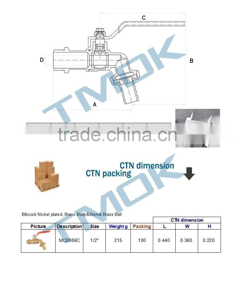 nature brass color lever iron handle polo wall mounted 1/2*3/4" basin sanwa copper ball brass tap/faucet/bibcock in yuhuan china