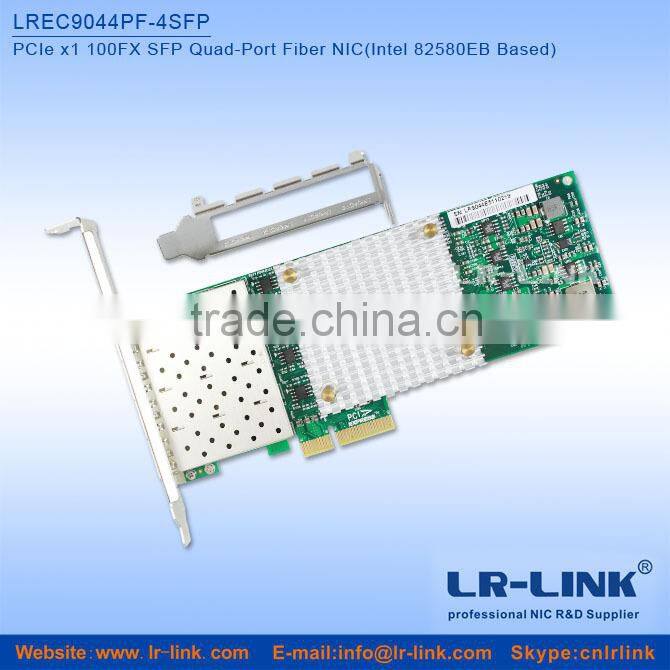 LREC9044PF-4SFP PCIe x1 100FX Quad SFP Port Fiber NIC (Intel 82580 Based) Unique