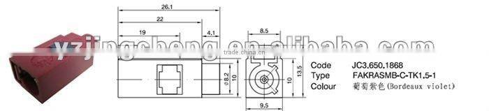 FAKRA, SMB jack connector for cable RG174