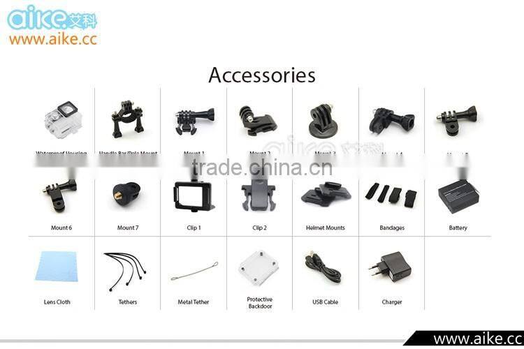 Ultra HD 4K action camara 170 degree wide Angle Sports Camera 2-inch Screen 1080p 60fps better than xiaomi yi Camera H9