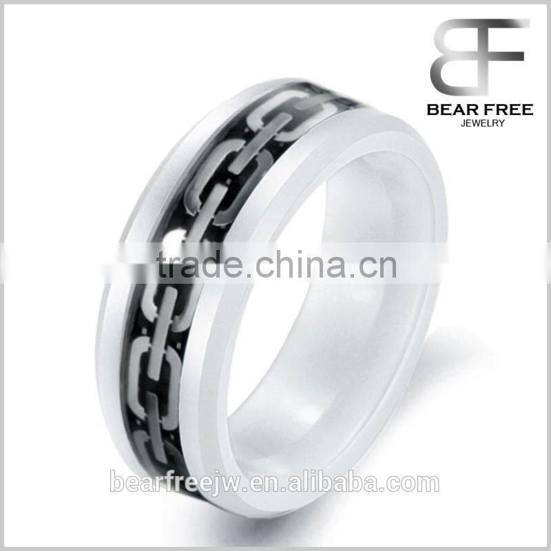8mm New White Ceramic Ring With Black Carbon Fiber Inlay Unisex Ring Anniversary/Engagement/Wedding Band