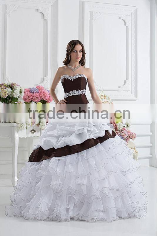 Real Sample Sweetheart Ball Gown Applique Beaded Layered Ruffles Sash Quinceanera Dresses xyy07-058