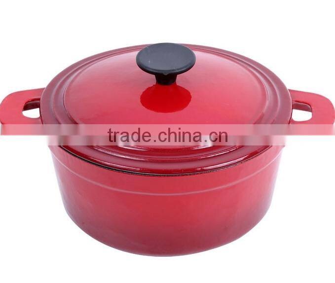 2015 new customized round cast iron cassrole home cookware in blue