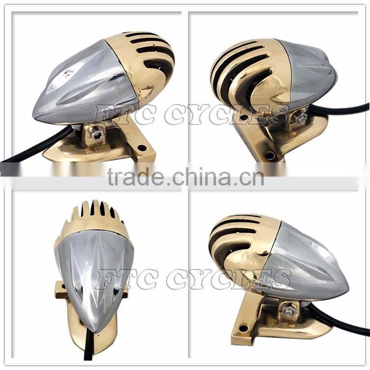 Retro Motorcycle Tail Light Solid Brass Grilled Brake Lamp