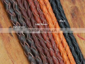 Raw grain cow leather lanyard with embossed logo