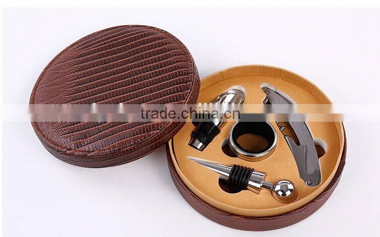 Promotional New Design Custom Leather Box wine box wine opener gift sets