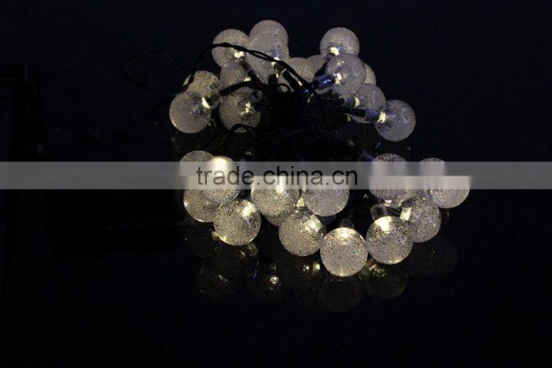 Solar Outdoor String Lights 19.7 ft 30 LED Warm White Crystal Ball Christmas Globe Lights for Garden Path, Party, Decoration